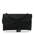 Ultra Matte Calfskin Saddle Chain Wallet Pouch Black