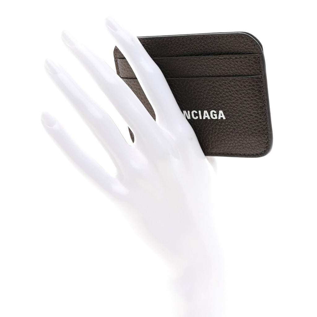 Metallized Grained Calfskin Logo Cash Rounded  Holder Dark Bronze White