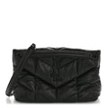 Lambskin Quilted Monogram Monochrome Small Loulou Puffer Chain Satchel Black