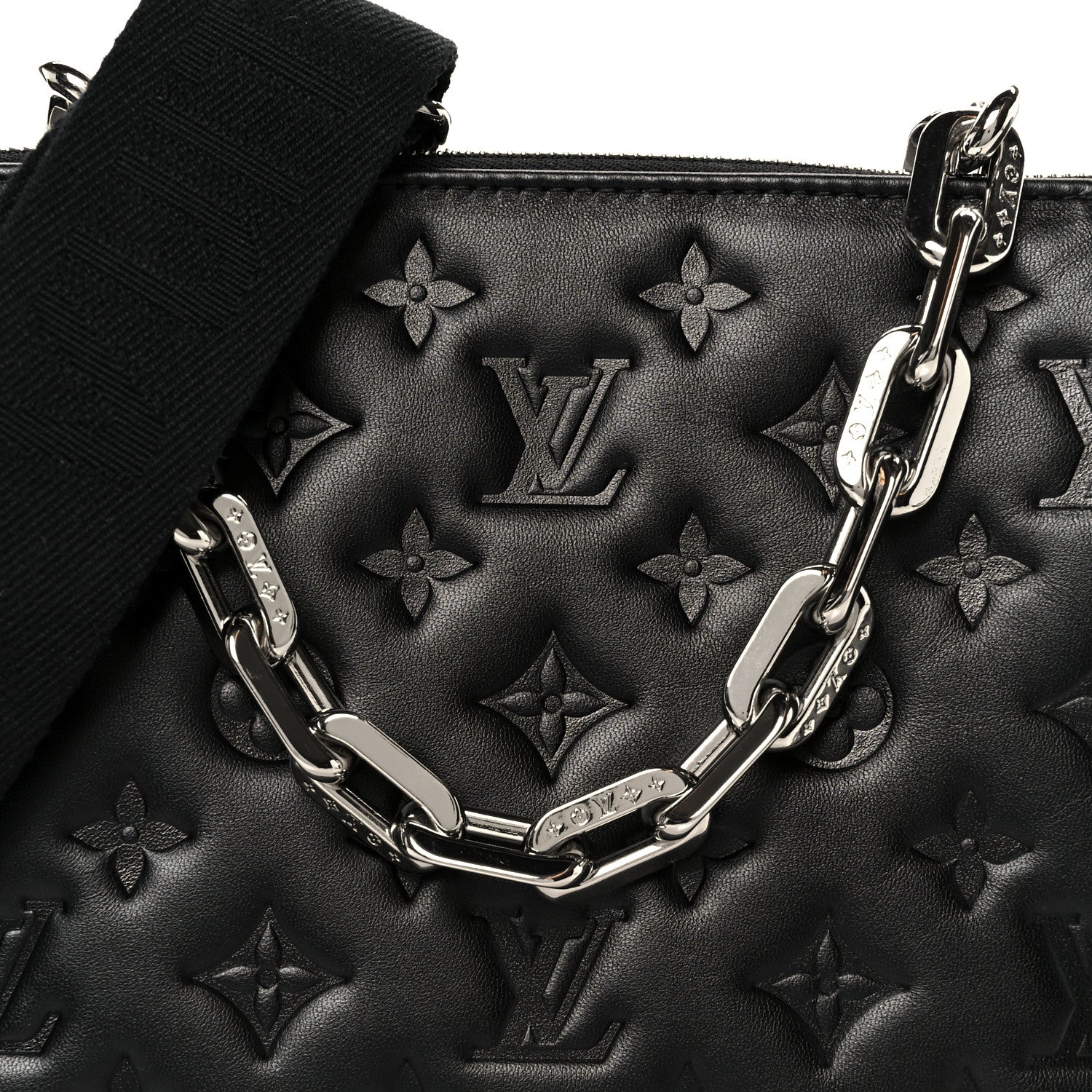 Lambskin Embossed Monogram Coussin PM Black