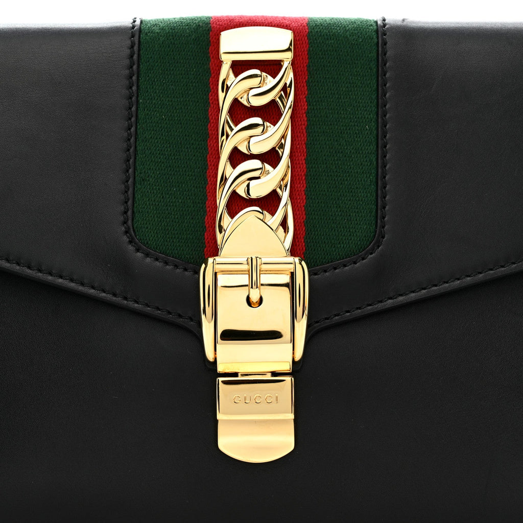 Calfskin Small Sylvie Wristlet Clutch Black