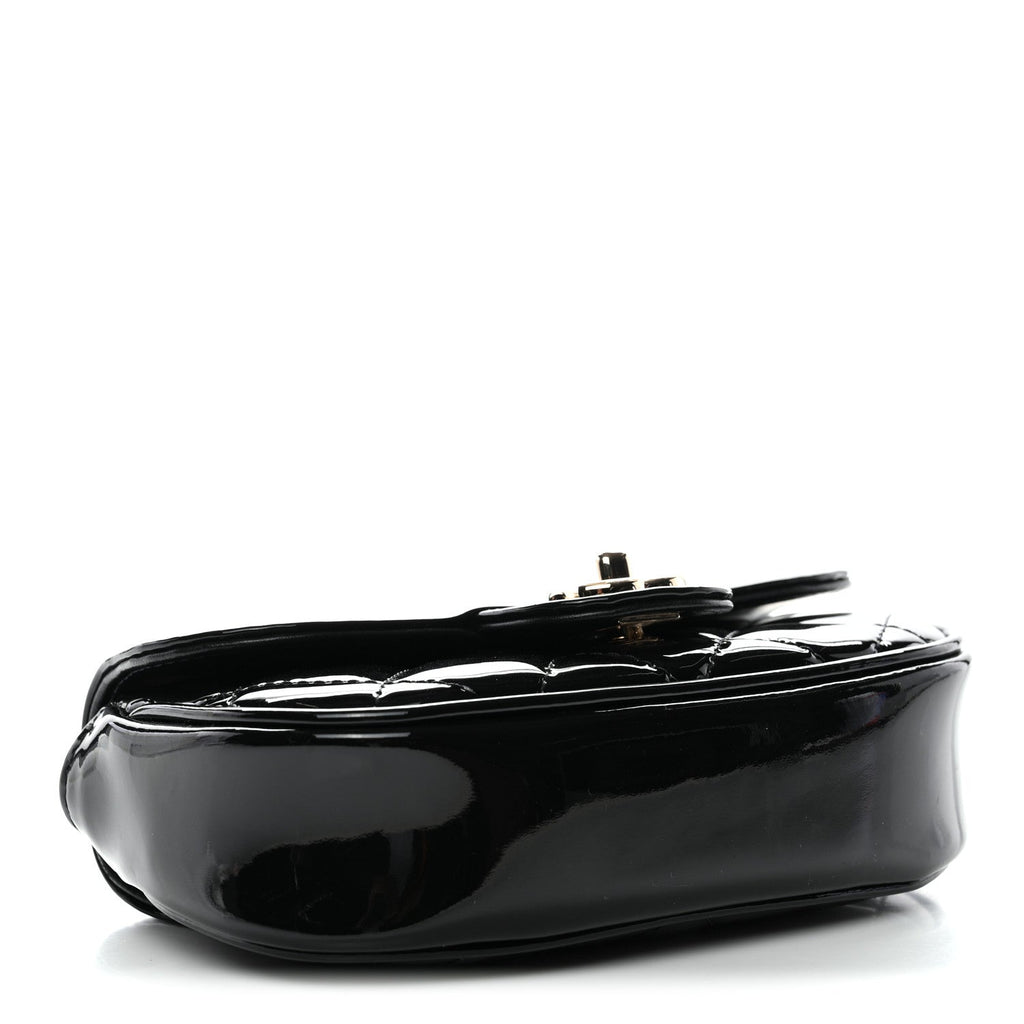 Patent Calfskin Quilted Mini Flap Black