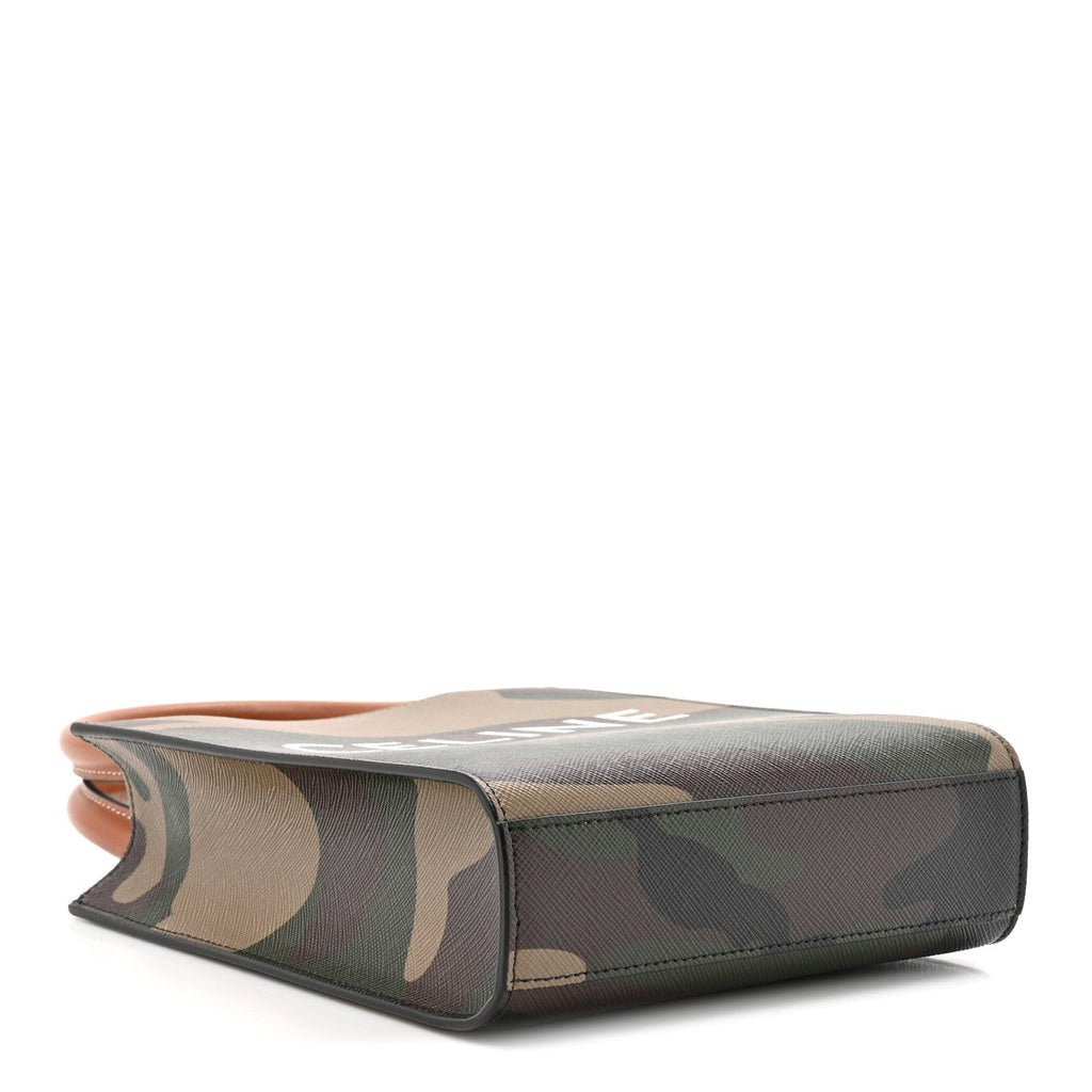 Canvas Calfskin Mini Vertical Cabas Khaki