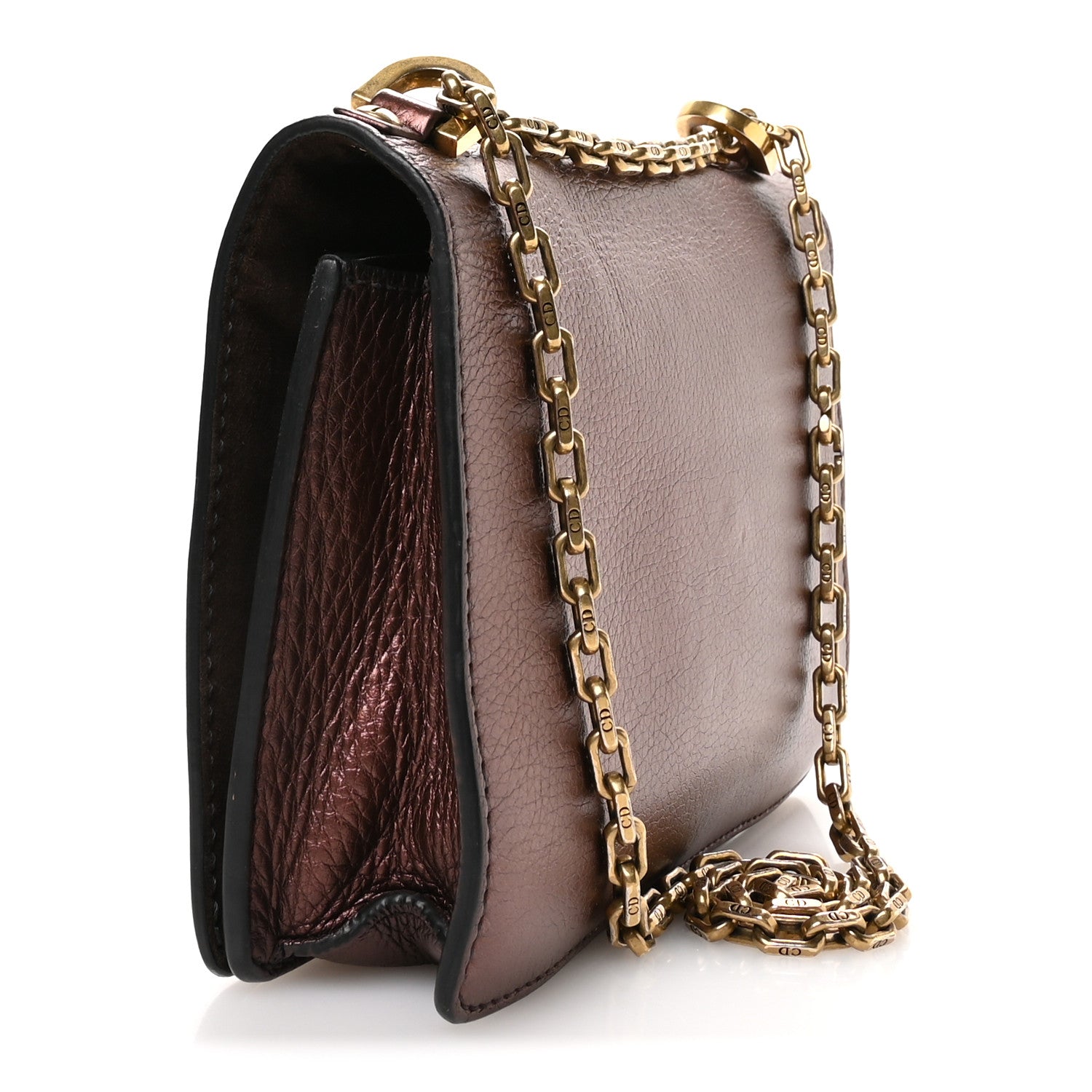 Metallic Calfskin J'Adior Chain Flap Bag Noisette