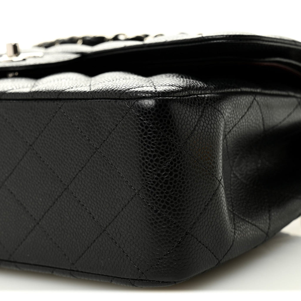 Caviar Quilted Jumbo Double Flap Black