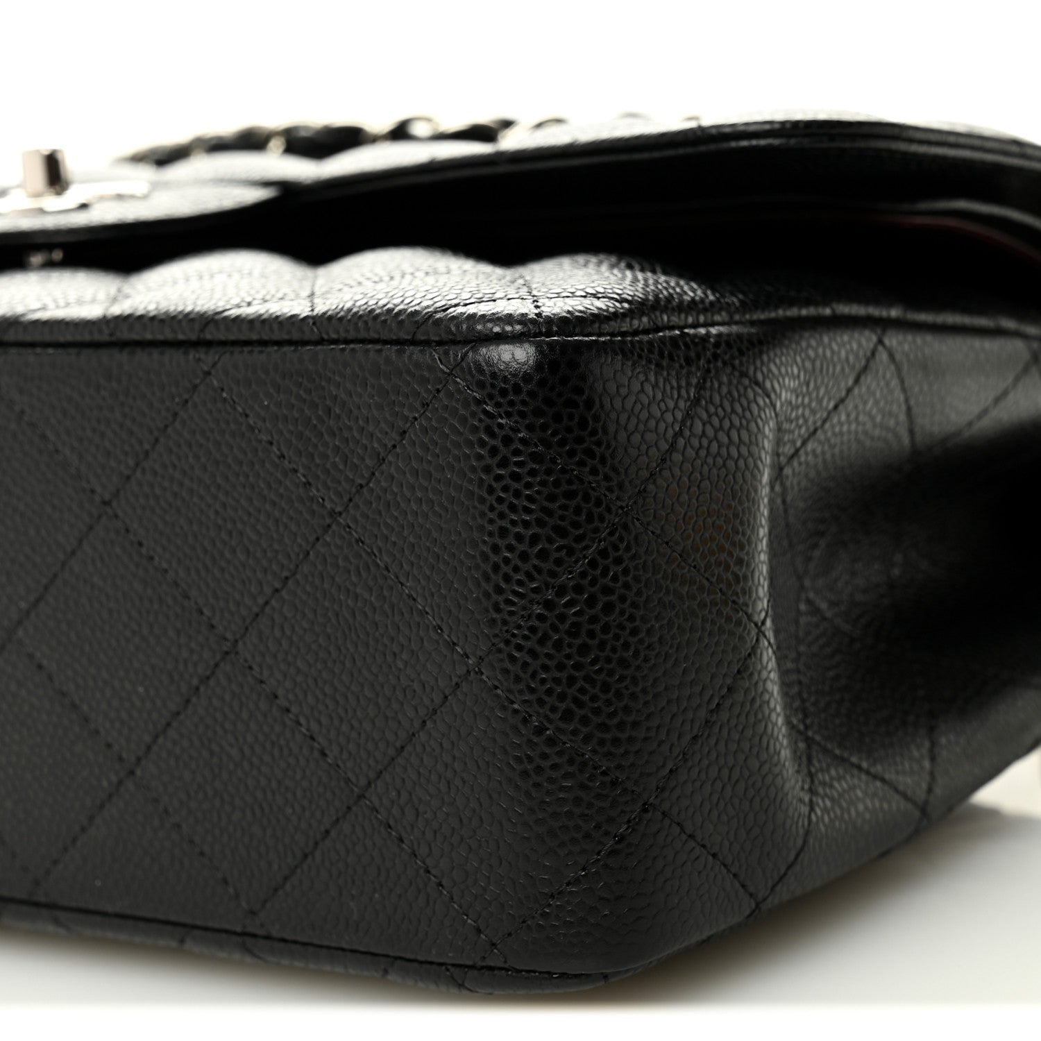Caviar Quilted Jumbo Double Flap Black