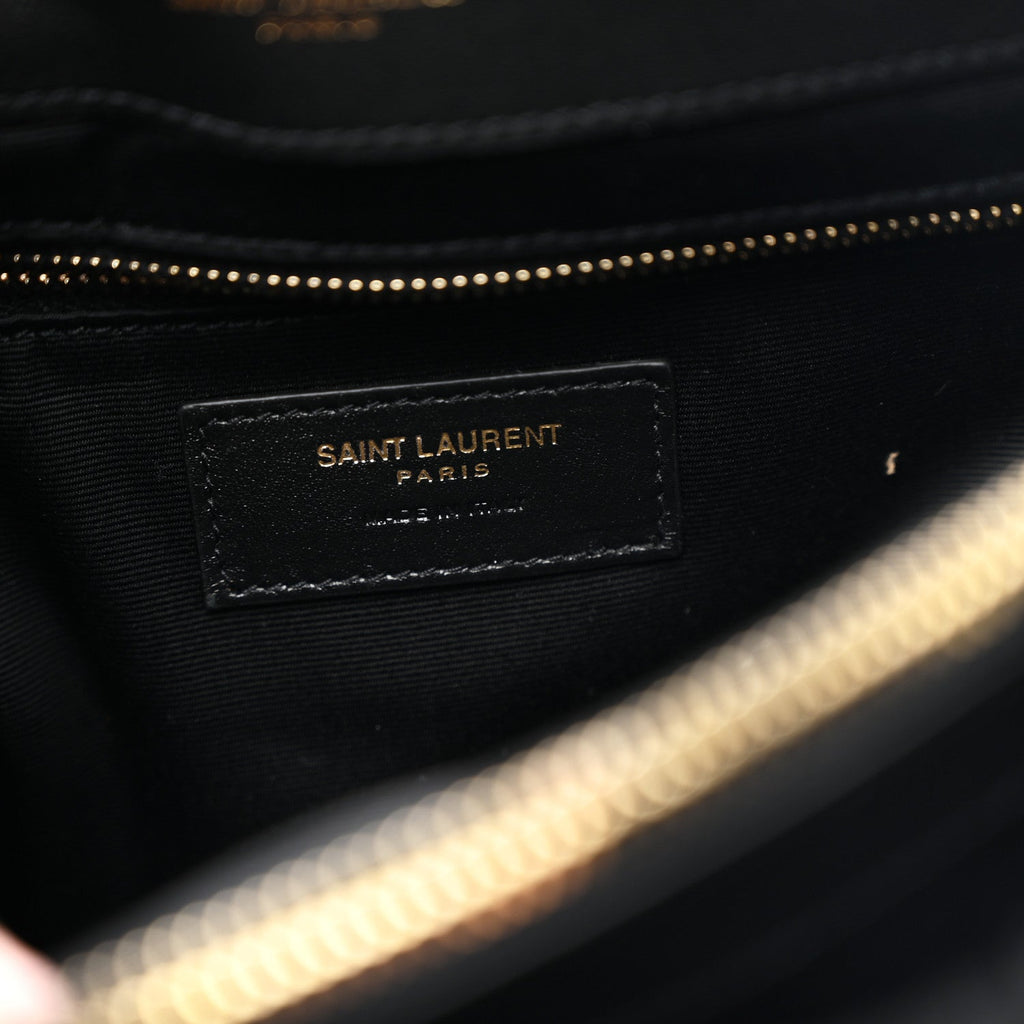 Shearling Y Quilted Monogram Medium Loulou Chain Satchel Black