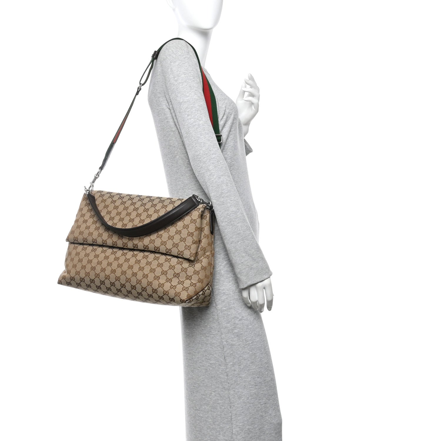 GG Monogram Large Crossbody Bag Dark Brown