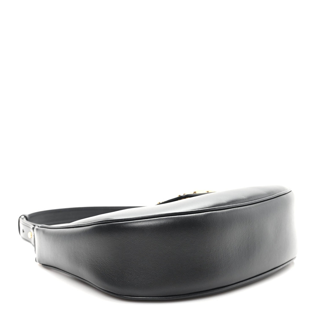 Smooth Calfskin Medium Strap Ava Triomphe Shoulder Bag Black