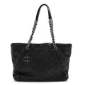Calfskin Quilted Large Coco Pleats Tote Black