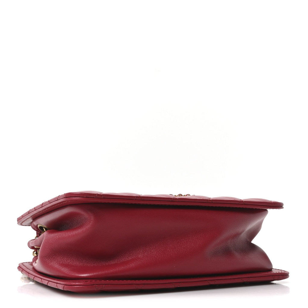 Calfskin Quilted Small CC Chain Accordion Tote Red
