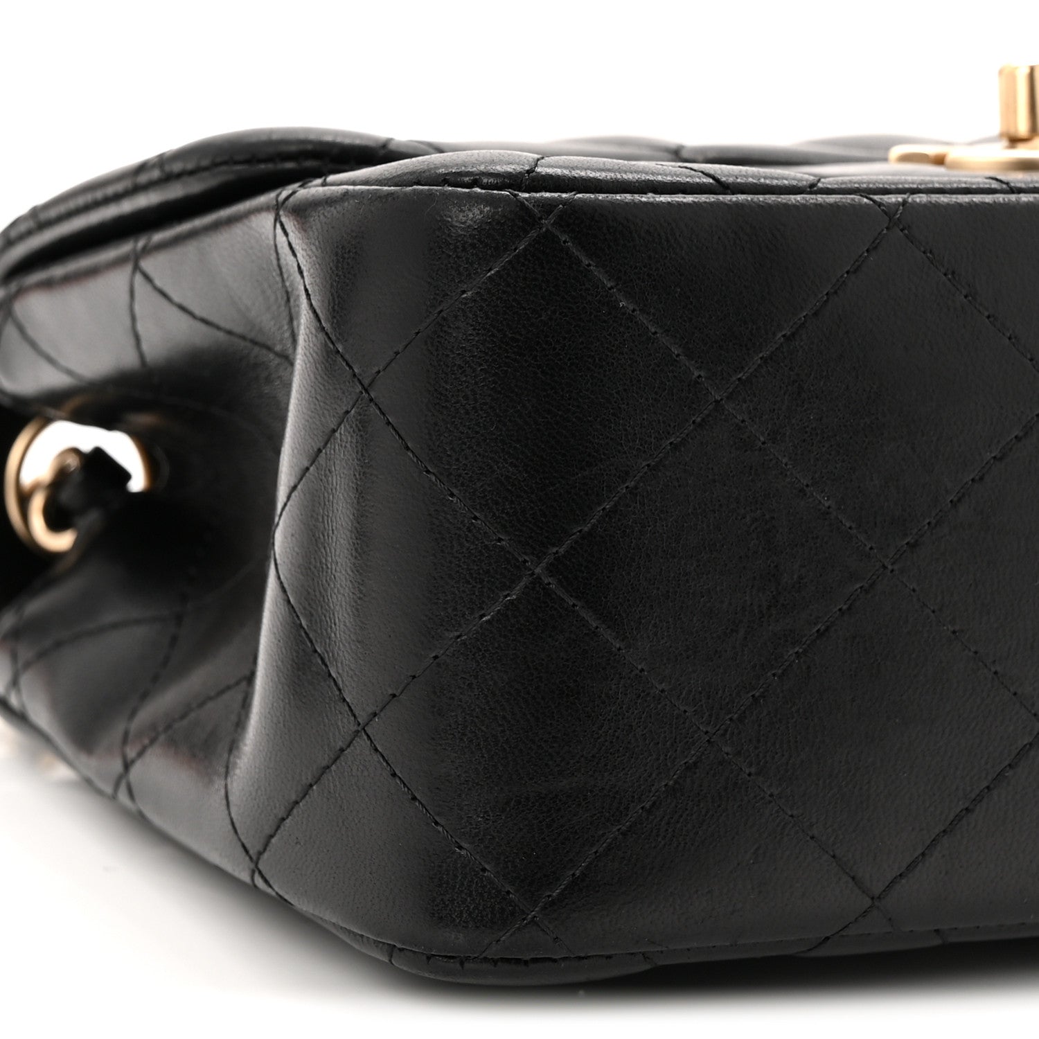 Lambskin Quilted Mini Square Flap Black