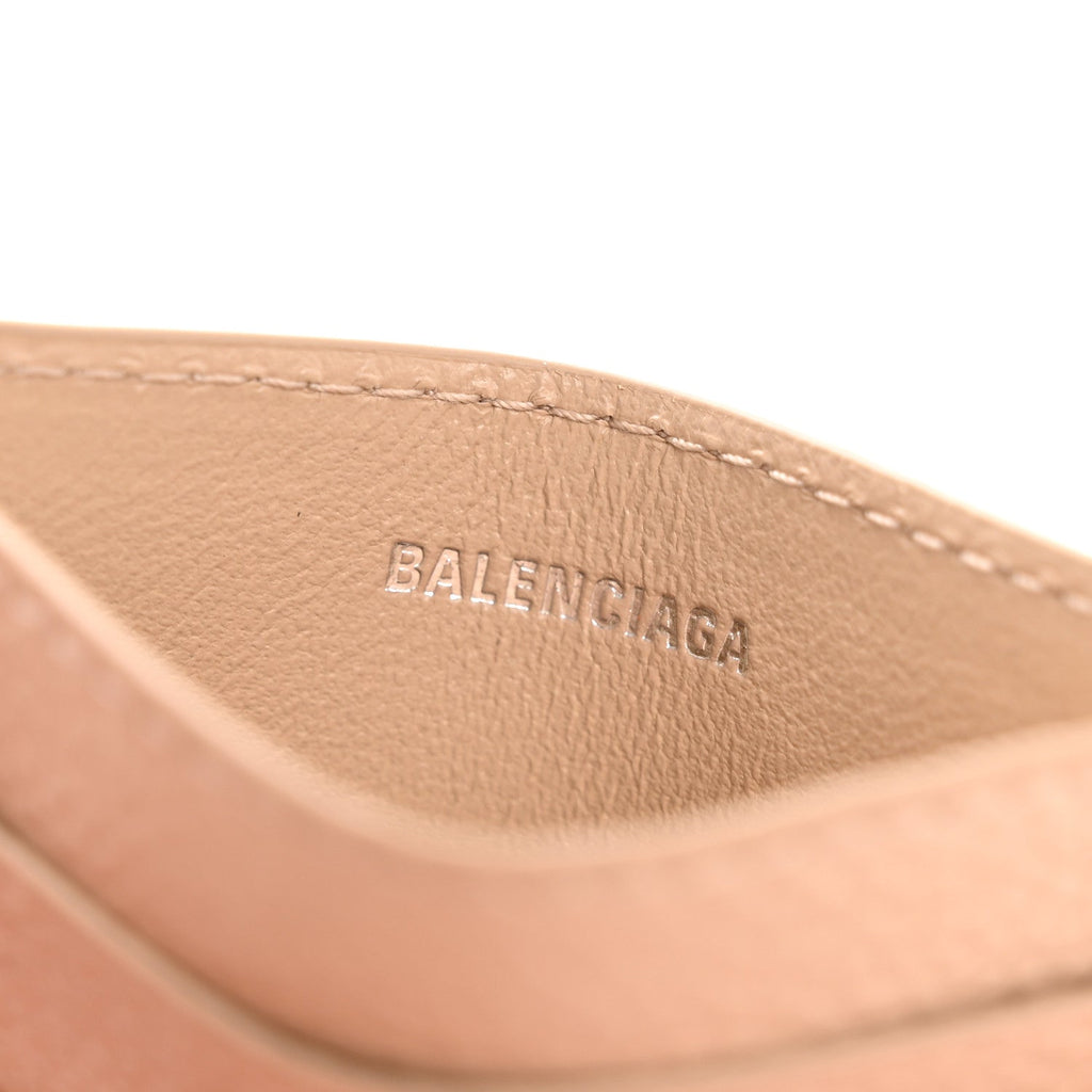Grained Calfskin Logo Cash Rounded  Holder Beige