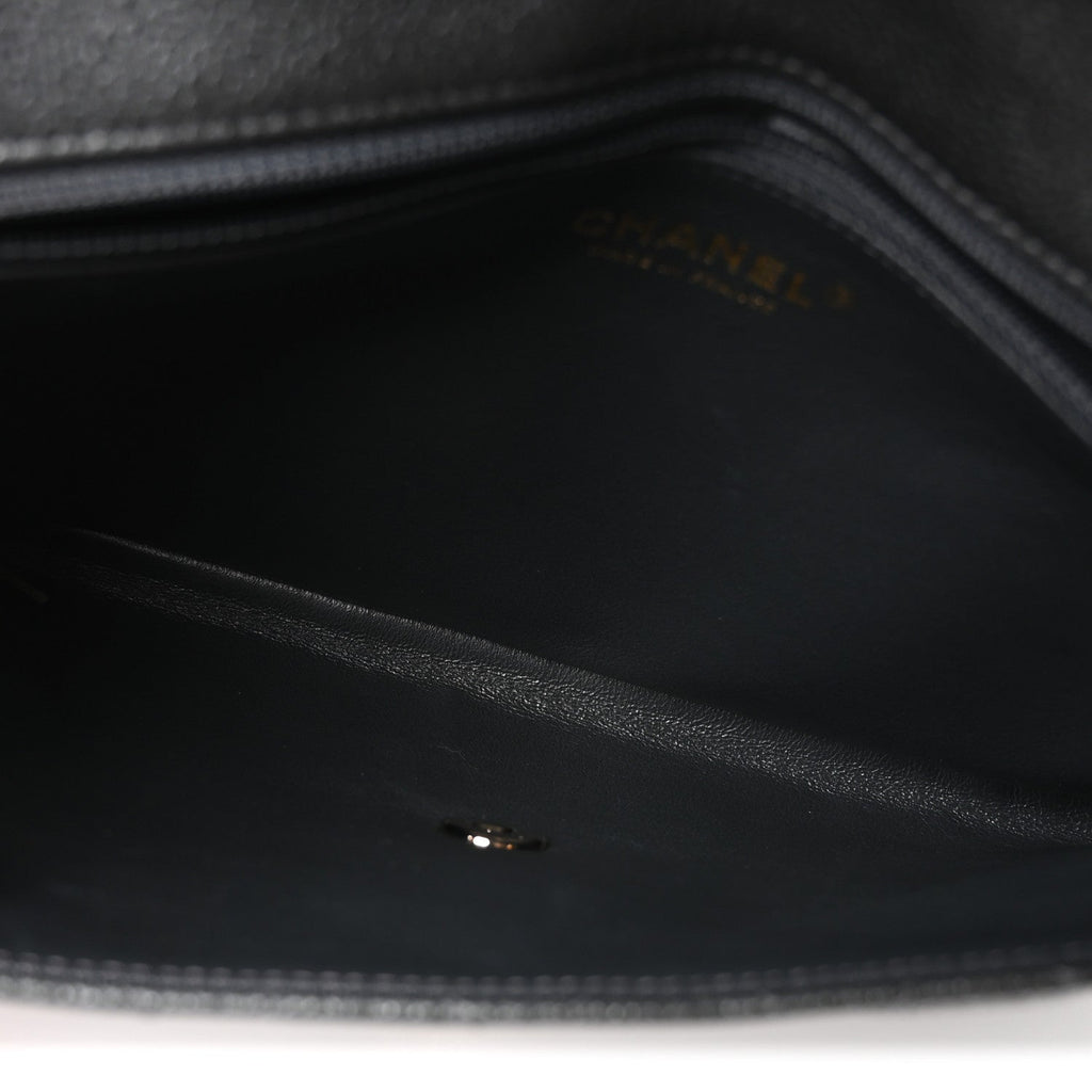Caviar Quilted Flap Clutch Dark Grey