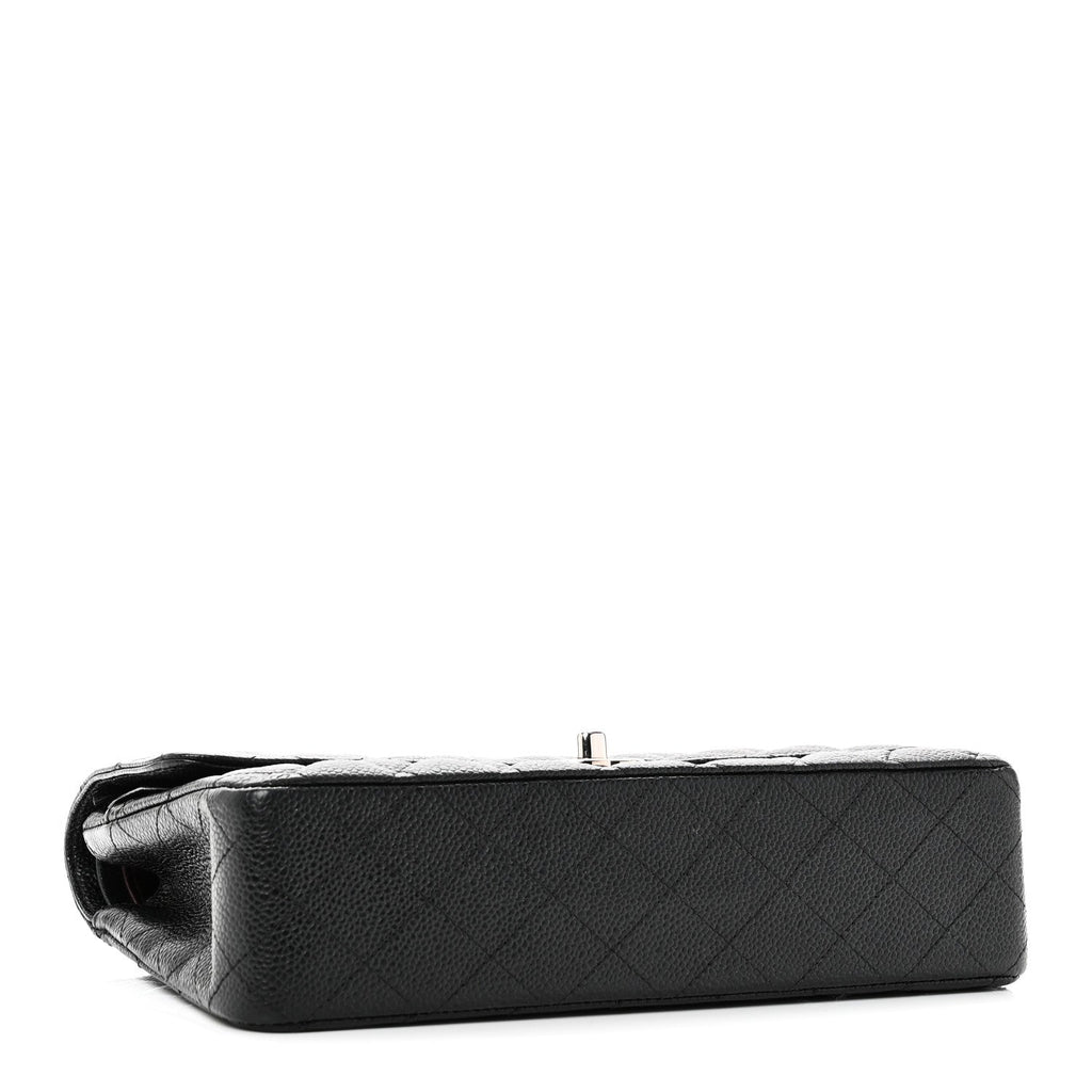 Caviar Quilted Medium Double Flap Black