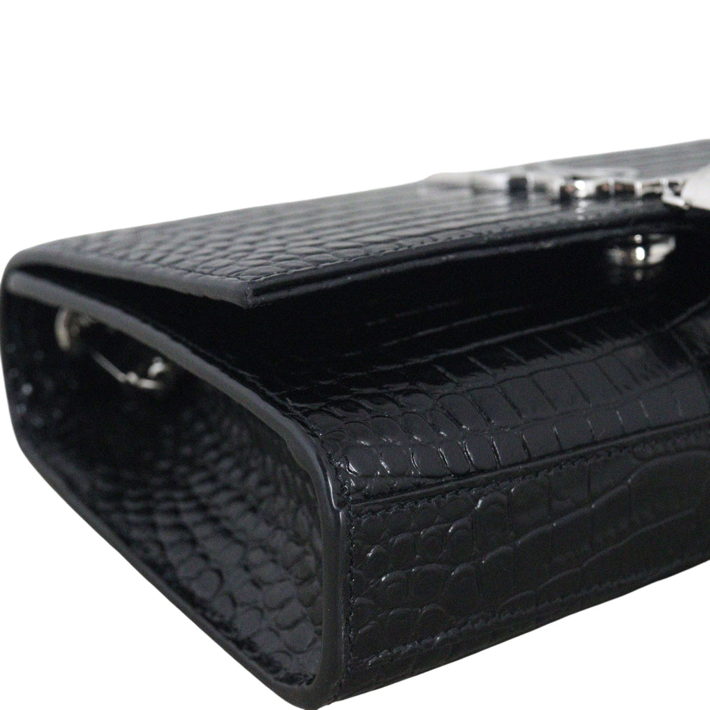 Saint Laurent Kate Tassel Chain Bag Small Croc-Embossed