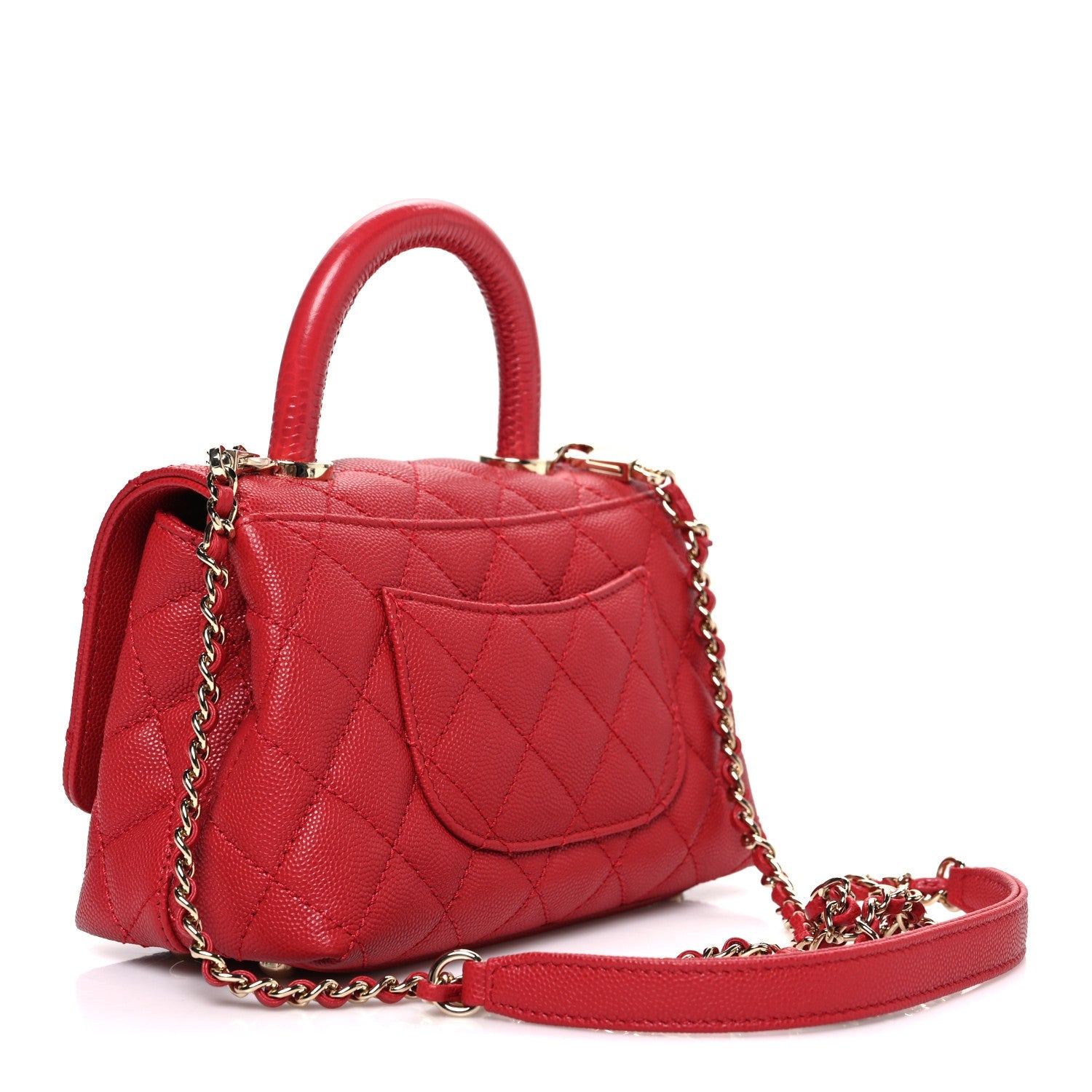 Caviar Quilted Extra Mini Coco Handle Flap Red