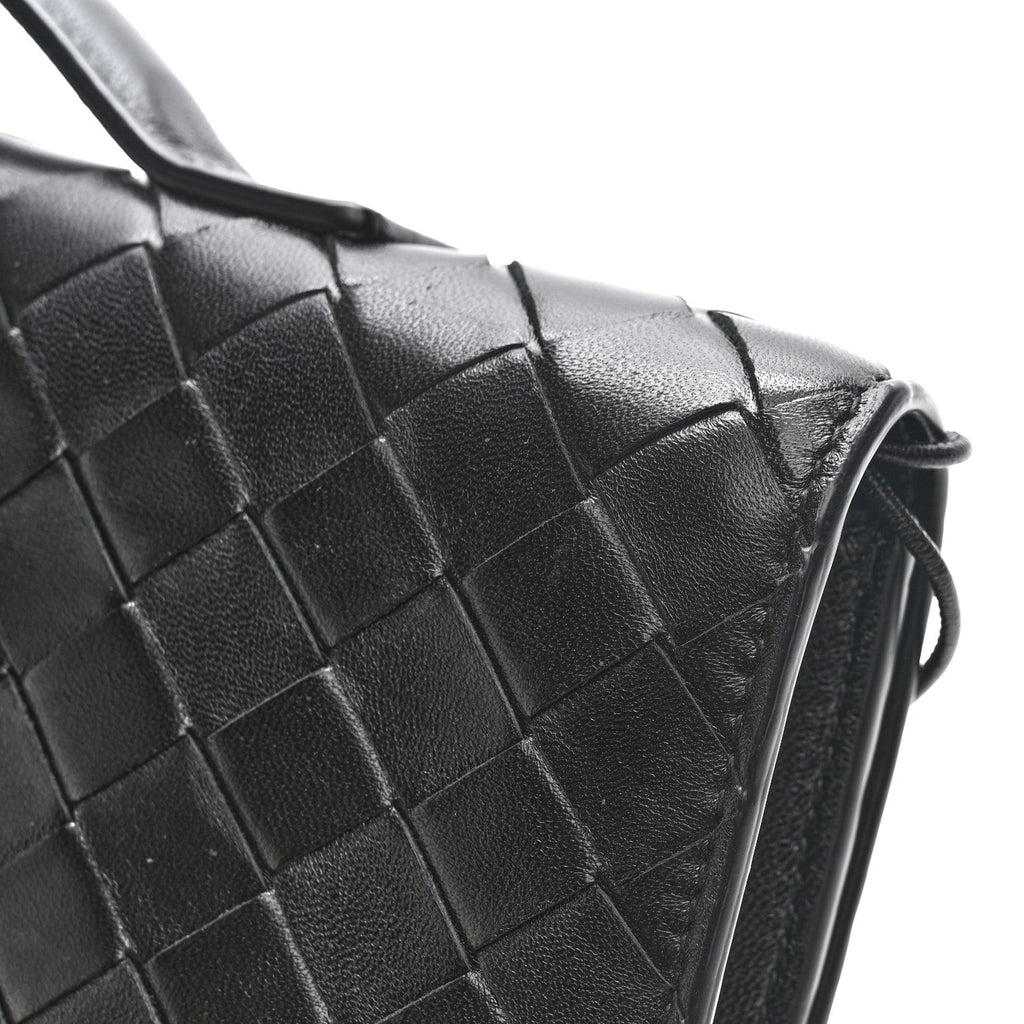 Nappa Intrecciato Long Andiamo Top Handle Clutch Black