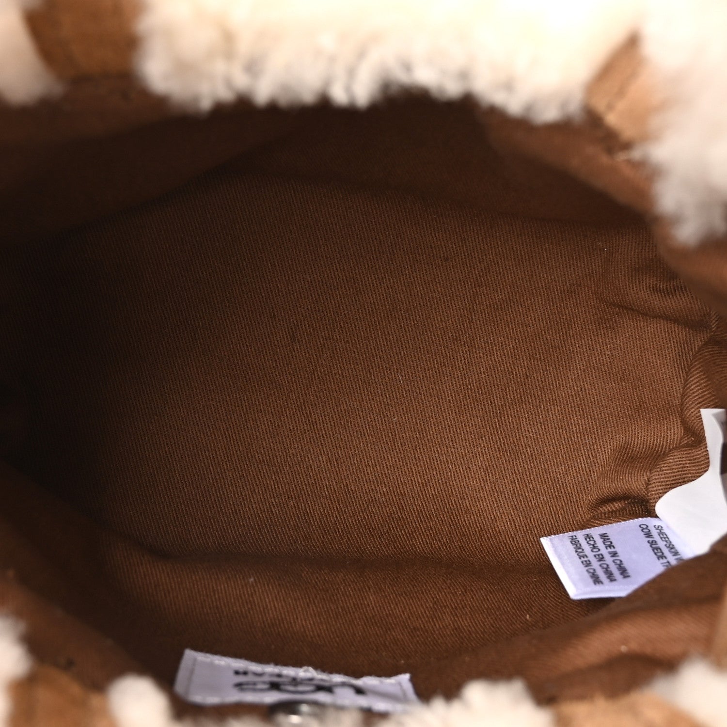 X UGG Suede Shearling Reverse Small Shopping Bag Natural