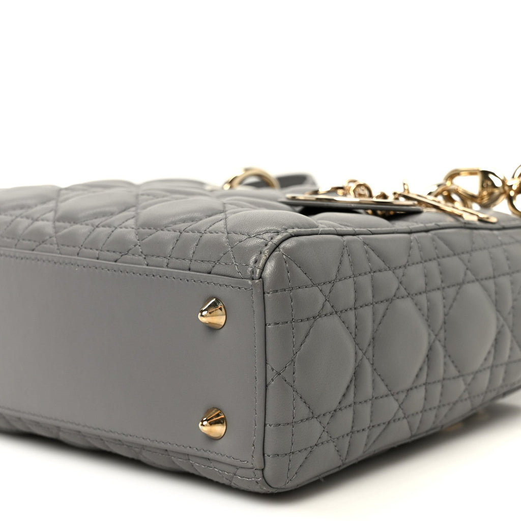 Lambskin Cannage Small Lucky Badges My Lady Dior Grey