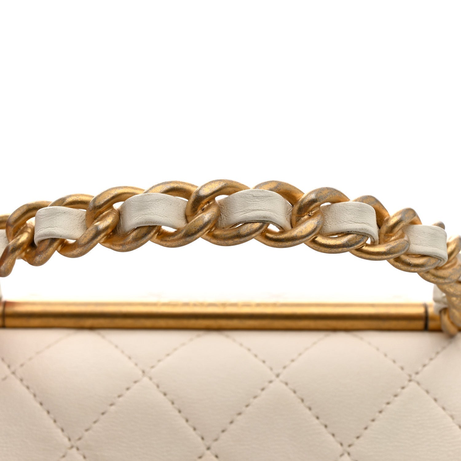 Lambskin Quilted La Parisienne Top Handle Flap White