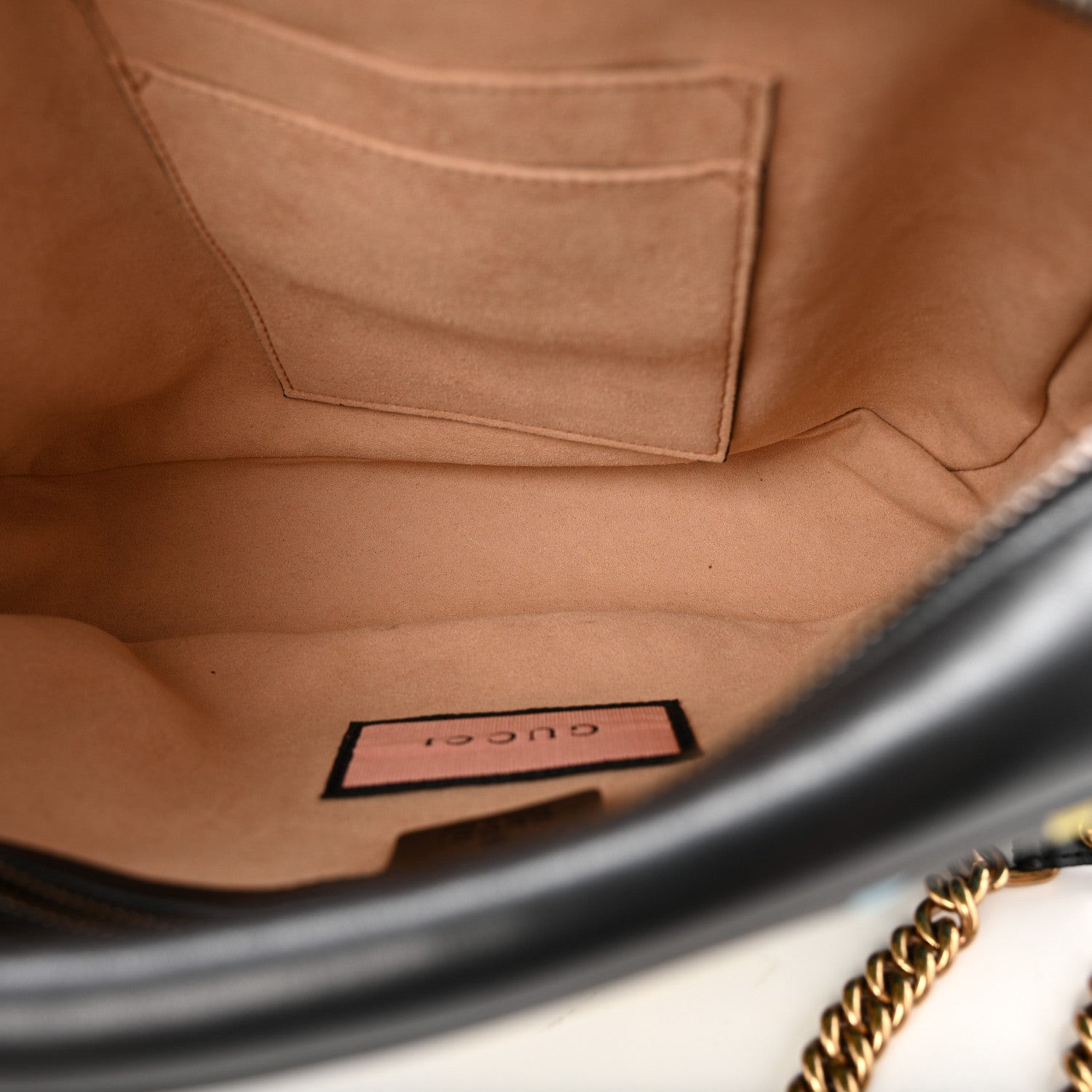 Calfskin Matelasse GucciGhost Medium GG Marmont Chain Shoulder Bag Black New Acquamarine
