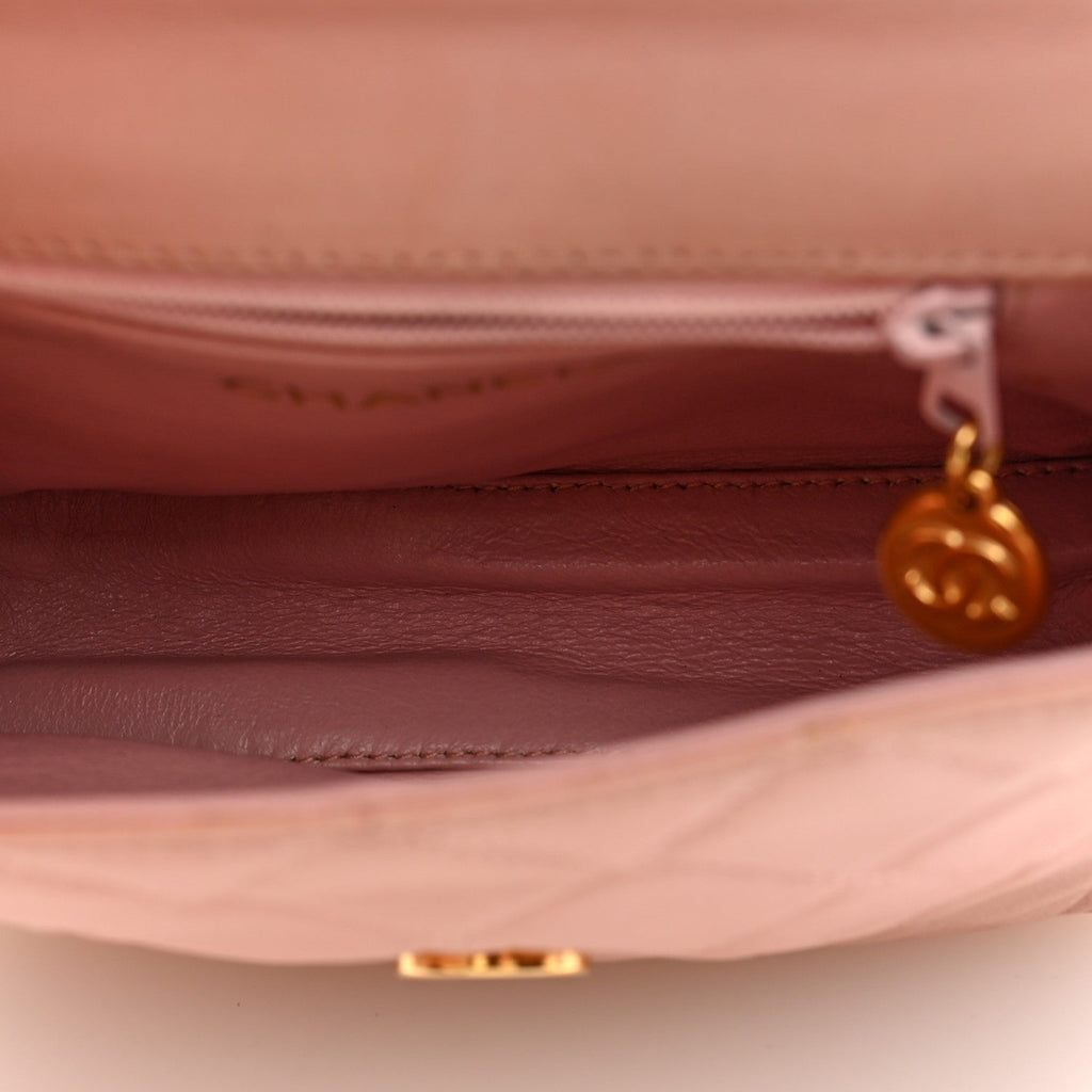 Lambskin Camellia Mini Flap Pink