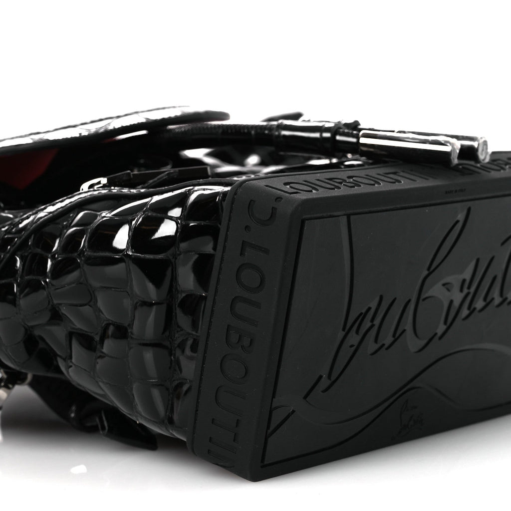 Calfskin Alligator Embossed Small Explorafunk Backpack Black