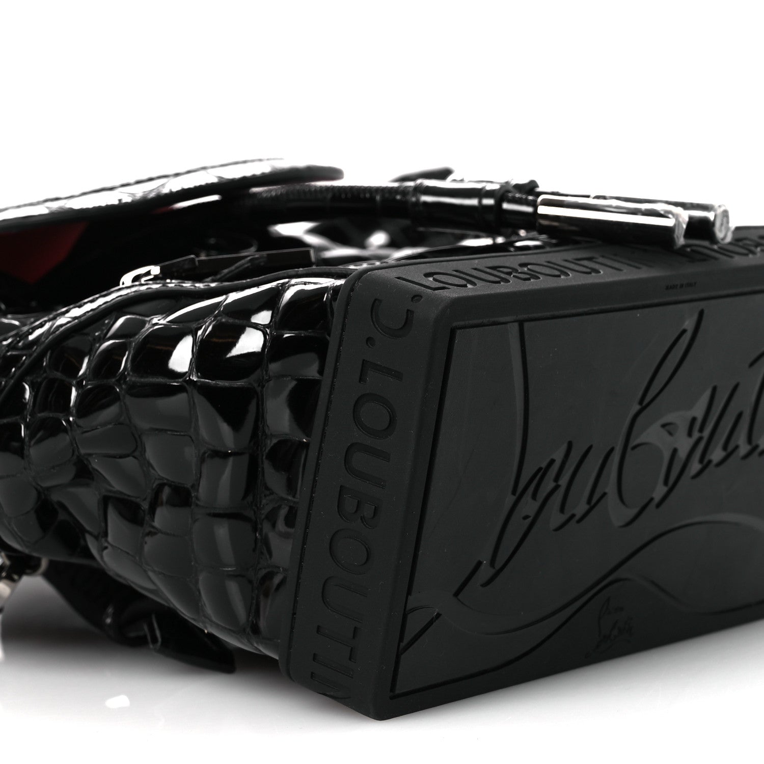 Calfskin Alligator Embossed Small Explorafunk Backpack Black