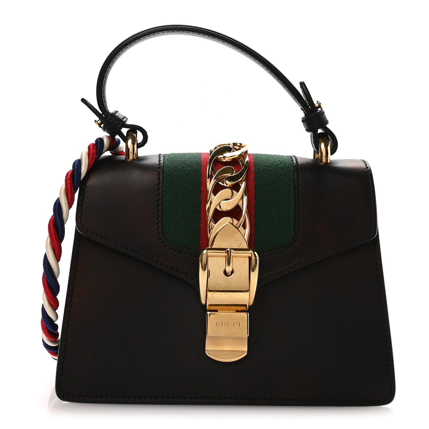 Calfskin Mini Sylvie Top Handle Bag Black