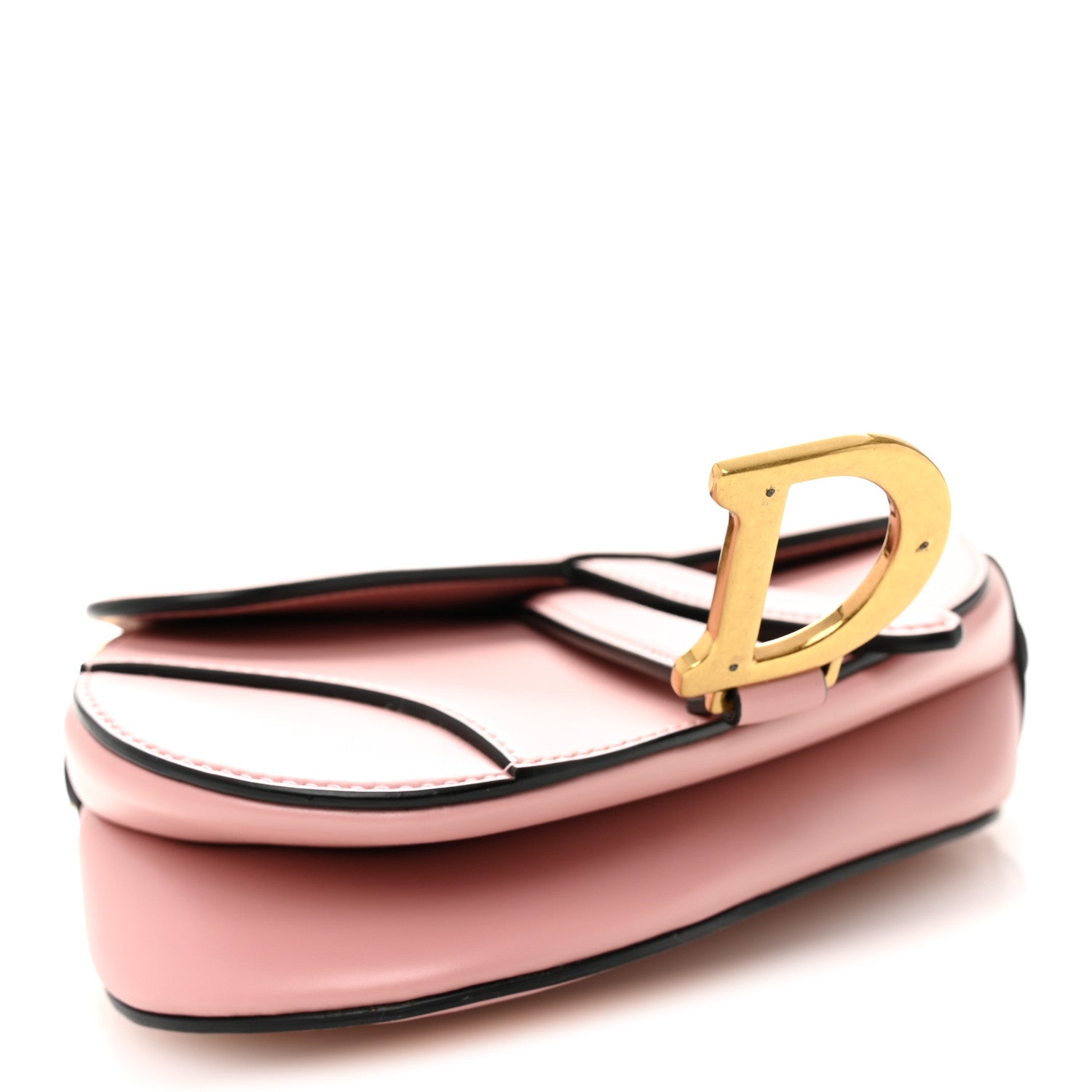 Smooth Calfskin Mini Saddle Bag Antique Pink