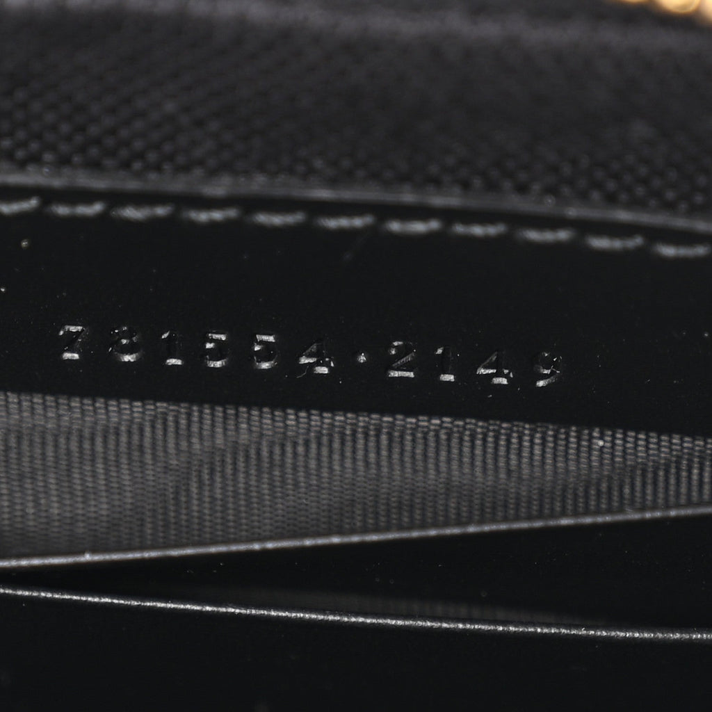 Calfskin GG Super Mini Debossed Chain Wallet Black