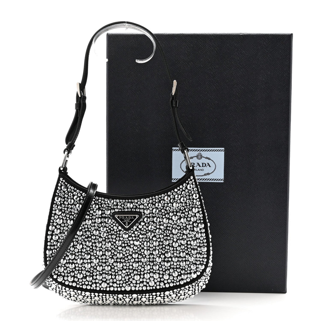Satin Crystal Cleo Adjustable Strap Shoulder Bag Metal