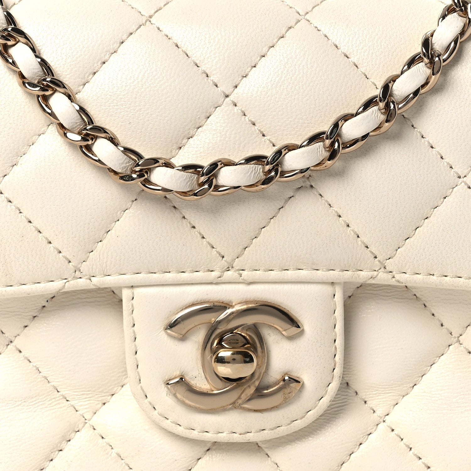 Lambskin Quilted Mini Crystal Top Handle Rectangular Flap White