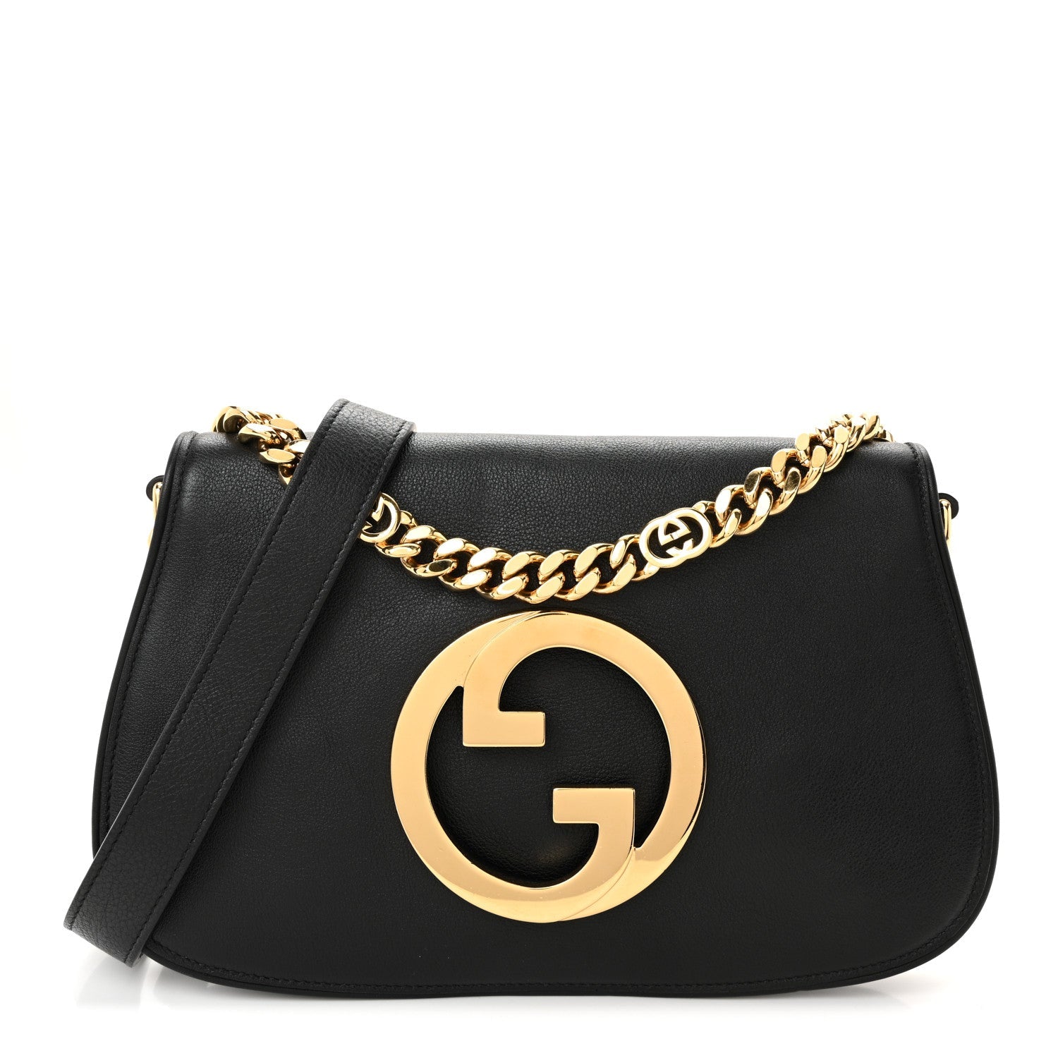 Roxy Calfskin Blondie Chain Shoulder Flap Bag Black