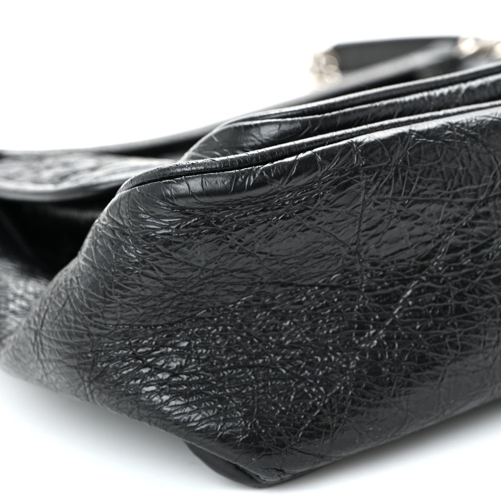 Crinkled Calfskin Matelasse Monogram Medium Niki Chain Satchel Black