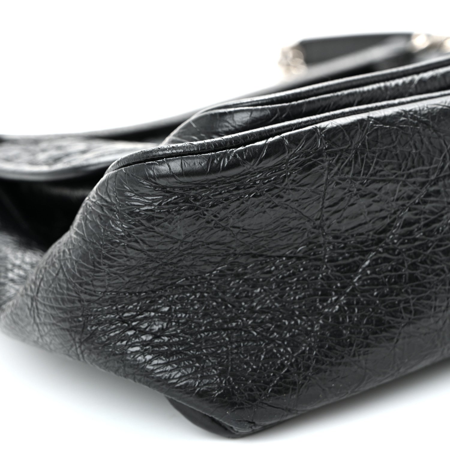 Crinkled Calfskin Matelasse Monogram Medium Niki Chain Satchel Black