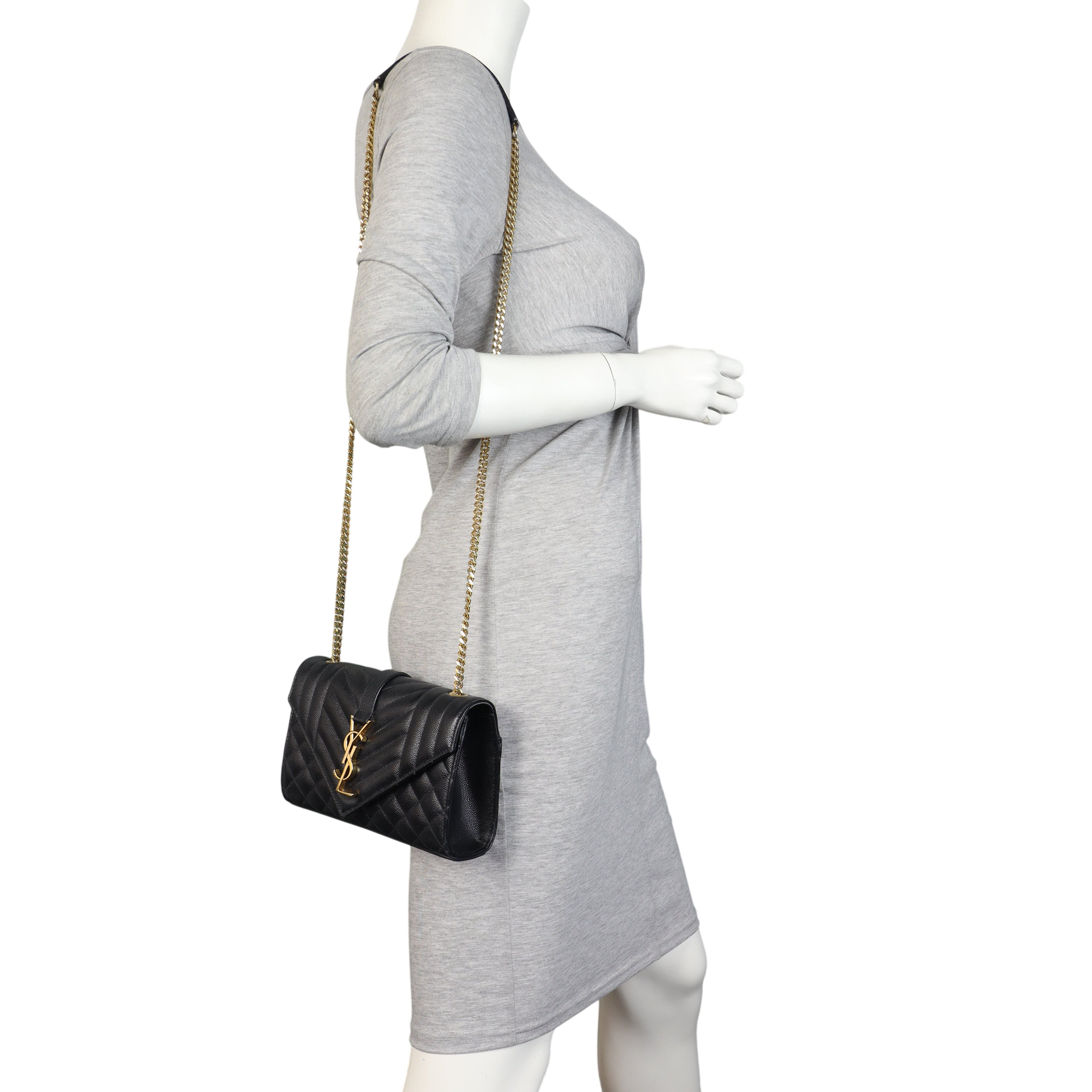 Saint Laurent Monogram Mix Matelasse Envelope Chain Bag Small
