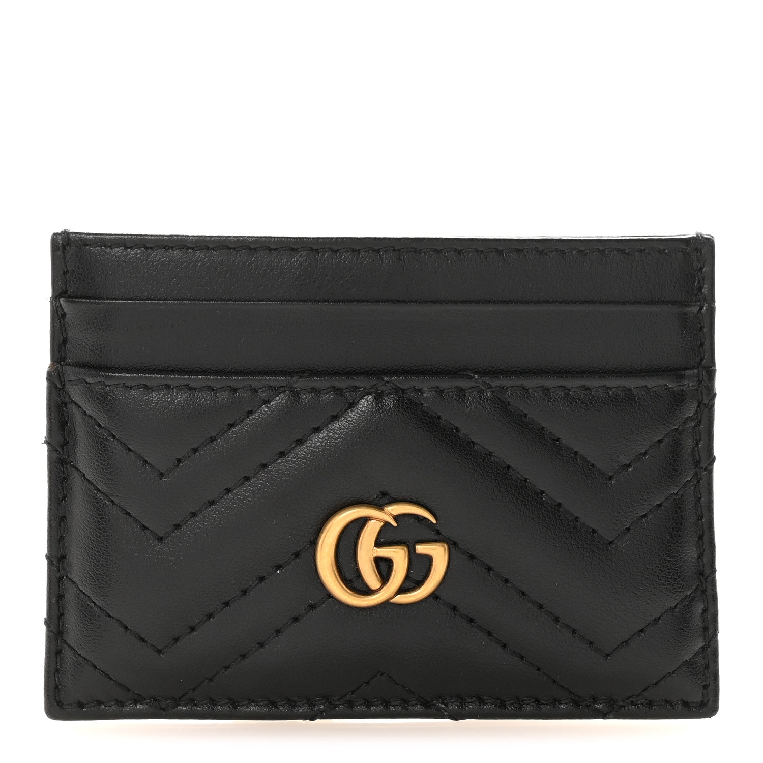 Calfskin Matelasse GG Marmont  Holder Black