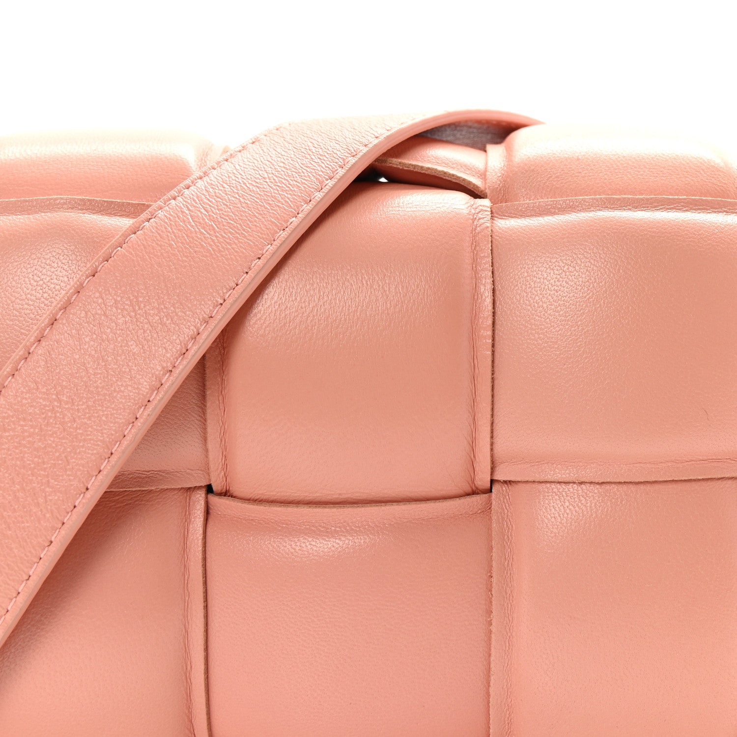 Nappa Maxi Intreccio Padded Cassette Crossbody Bag Peachy