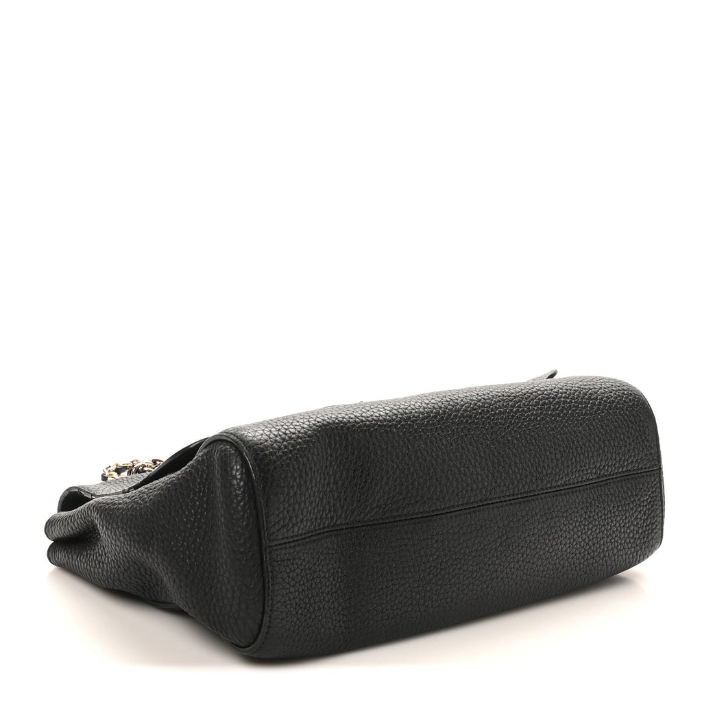 Small Classic Grain Calfskin Medium Lily Black