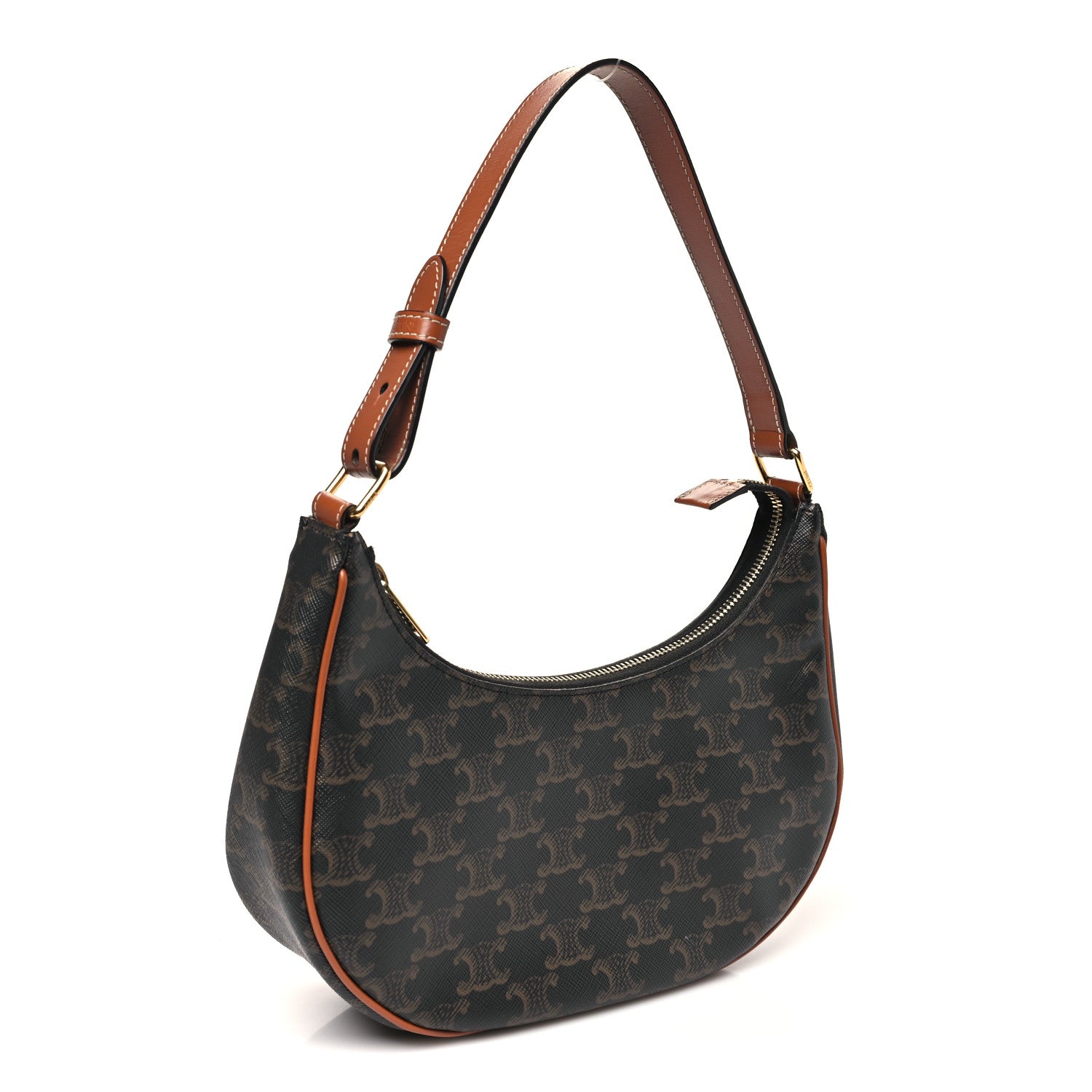 Triomphe Canvas Calfskin Ava Shoulder Bag Tan