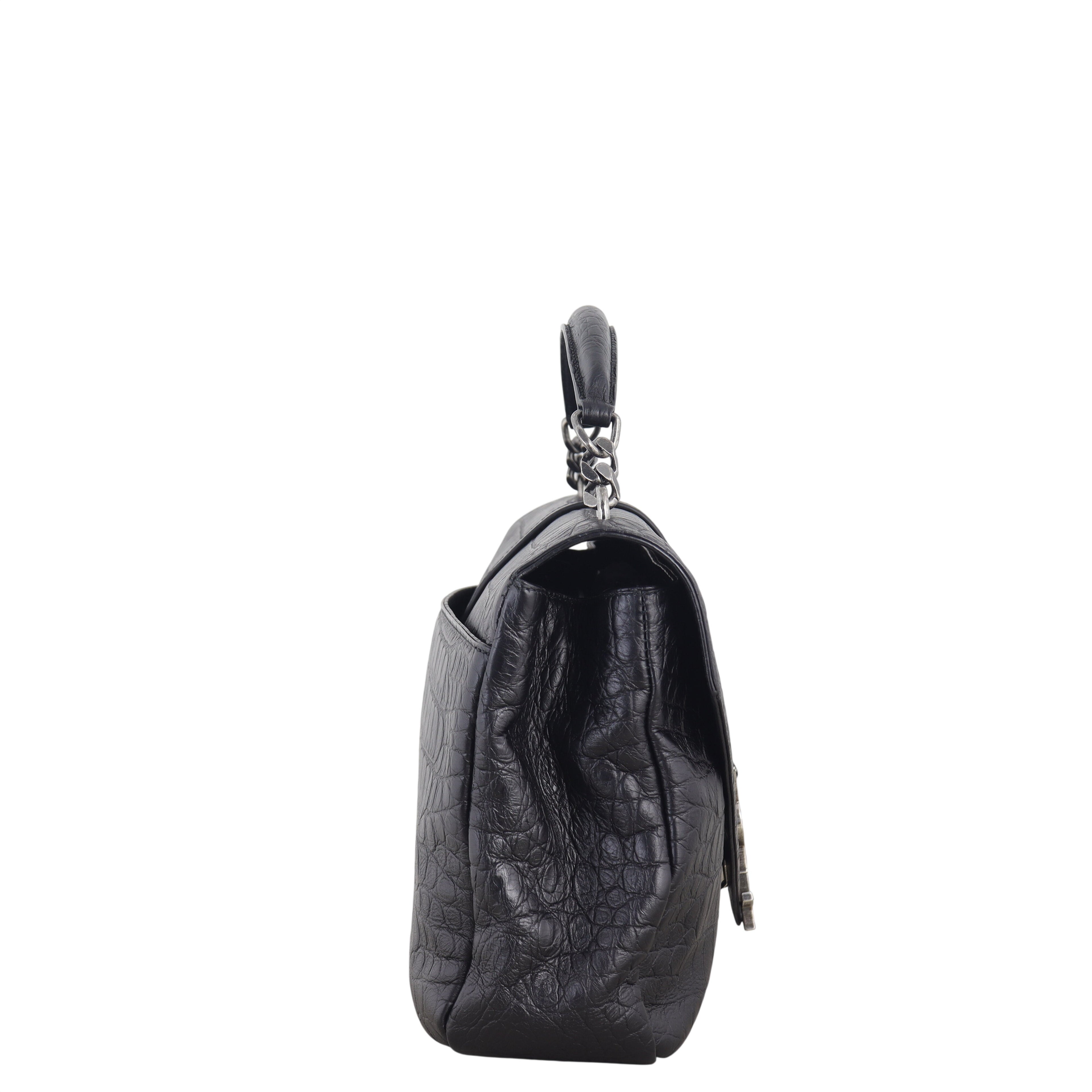 Saint Laurent College Large Croc Embossed