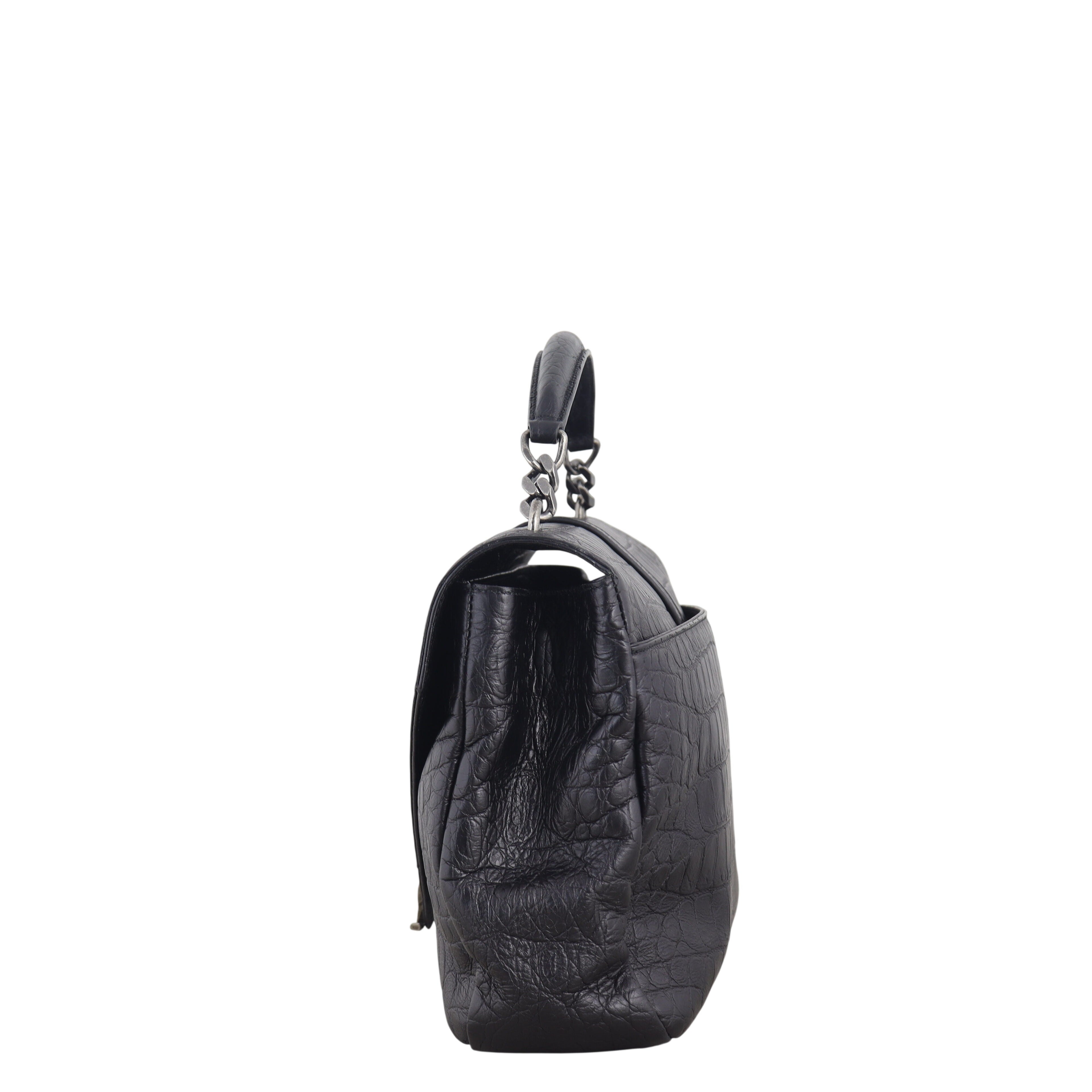 Saint Laurent College Large Croc Embossed