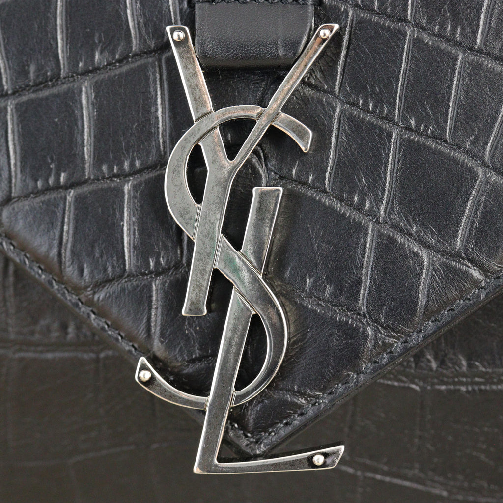 Saint Laurent College Large Croc Embossed