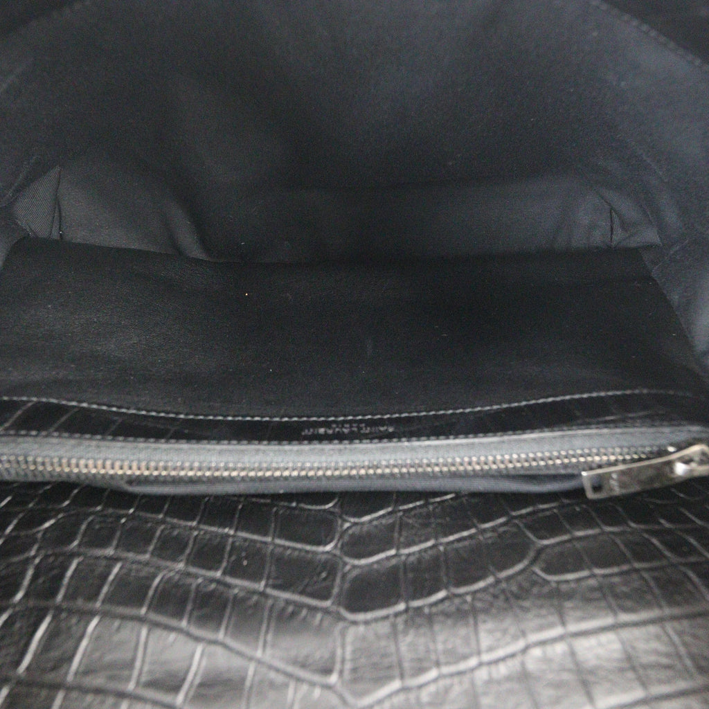 Saint Laurent College Large Croc Embossed