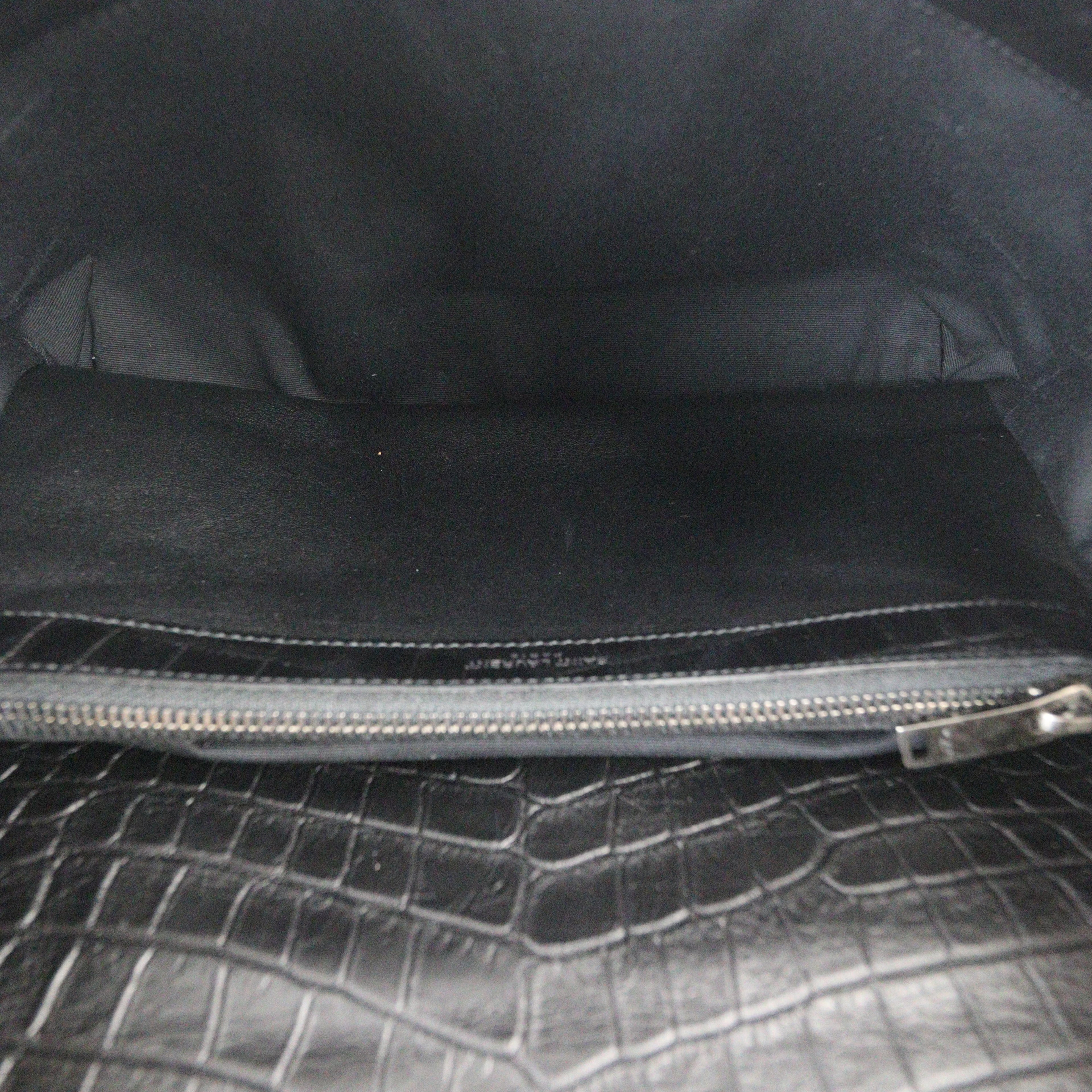 Saint Laurent College Large Croc Embossed