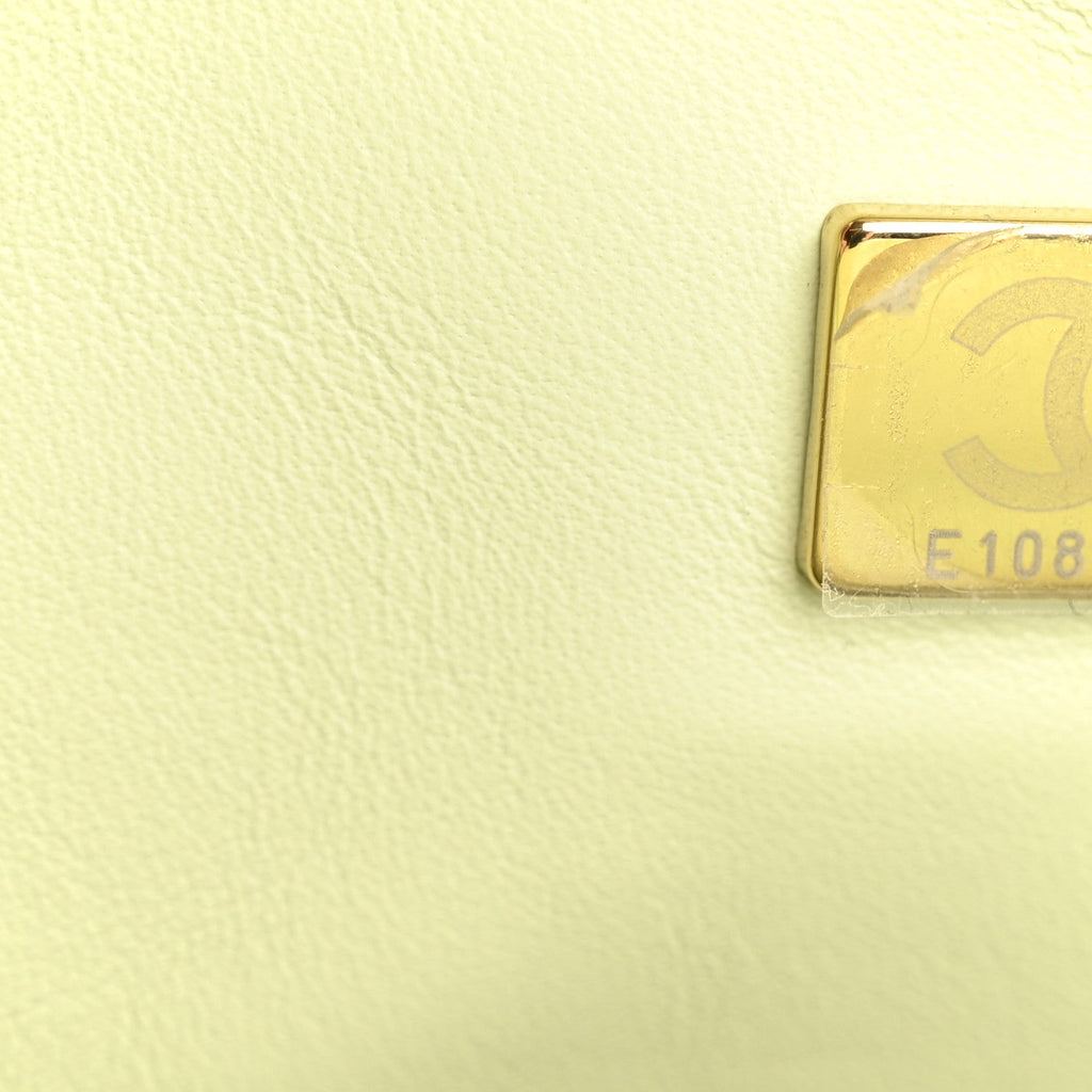 Lambskin Quilted Mini Pearl Crush Flap Light Green
