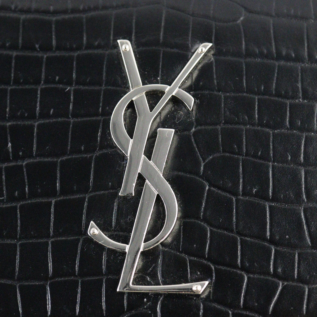 Saint Laurent Sunset Medium Croc-Embossed