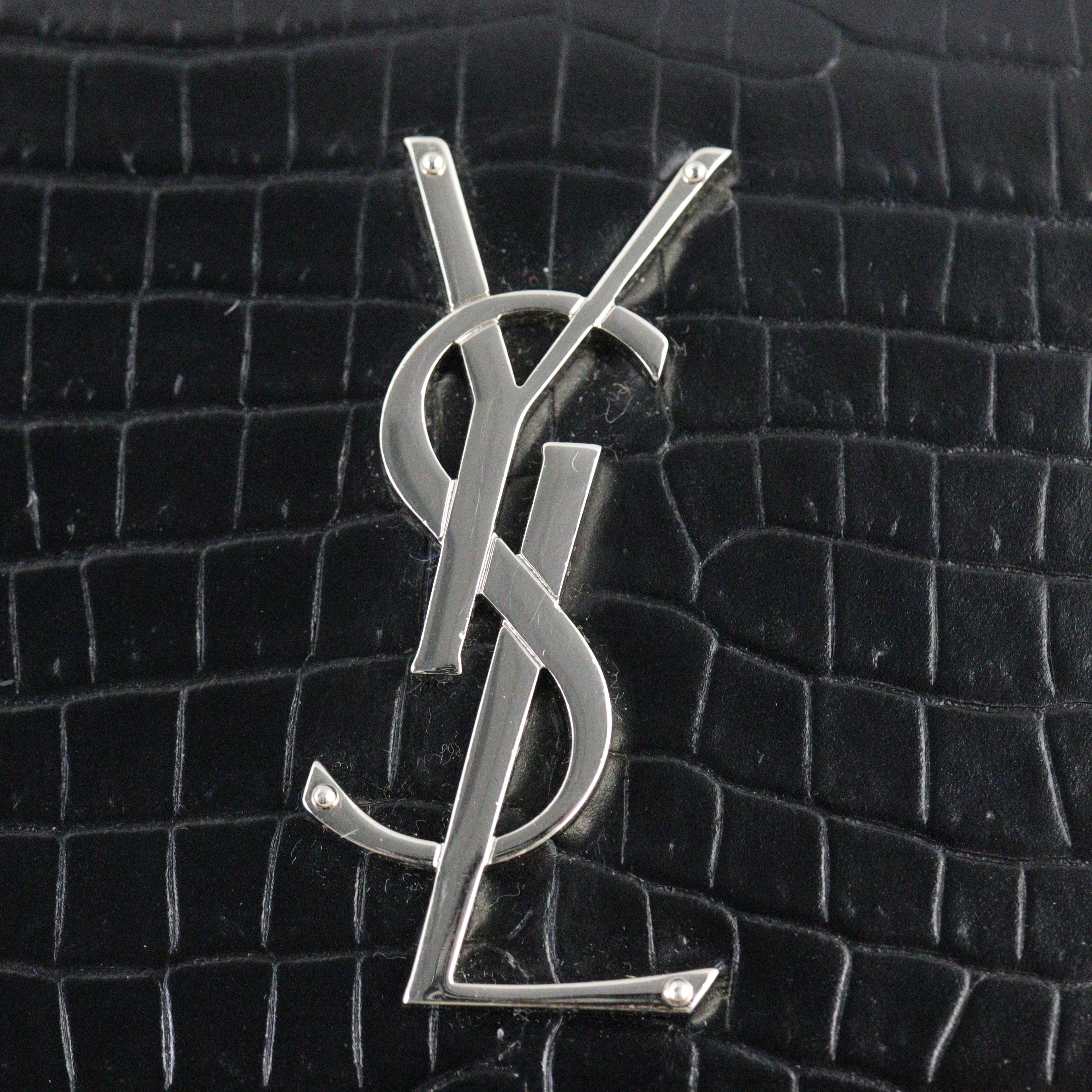 Saint Laurent Sunset Medium Croc-Embossed